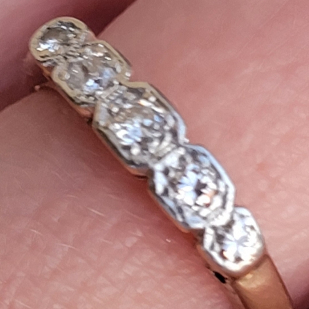 Antique Diamond Wedding Ring/Stack Ring. Set With… - image 3